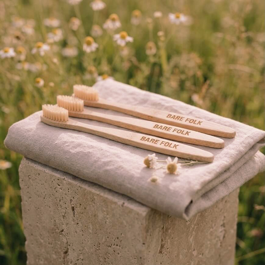 Plastic free boar bristle toothbrushes