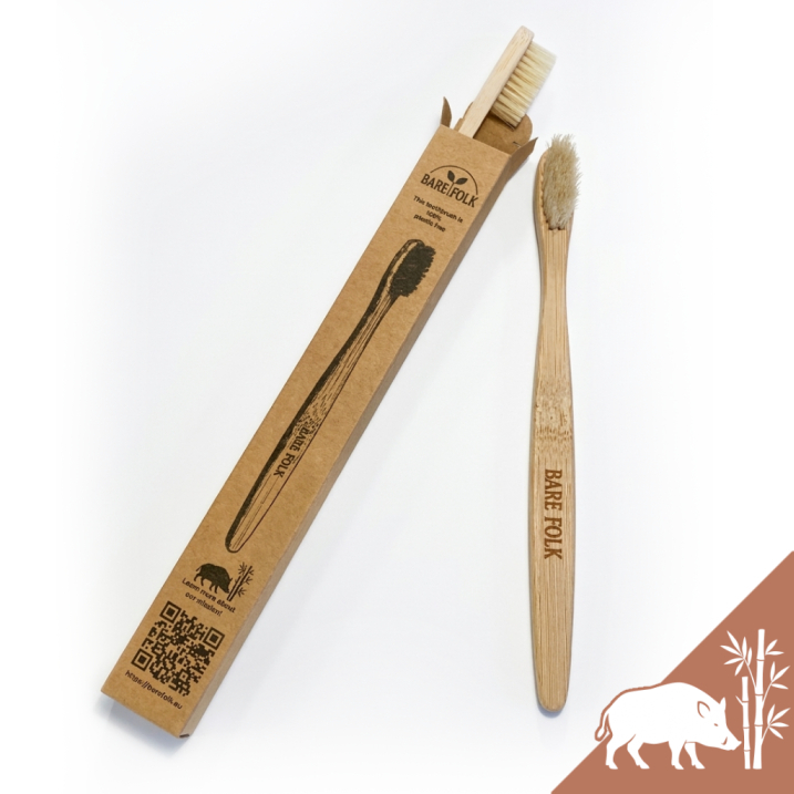 Plastic free boar bristle bamboo toothbrush